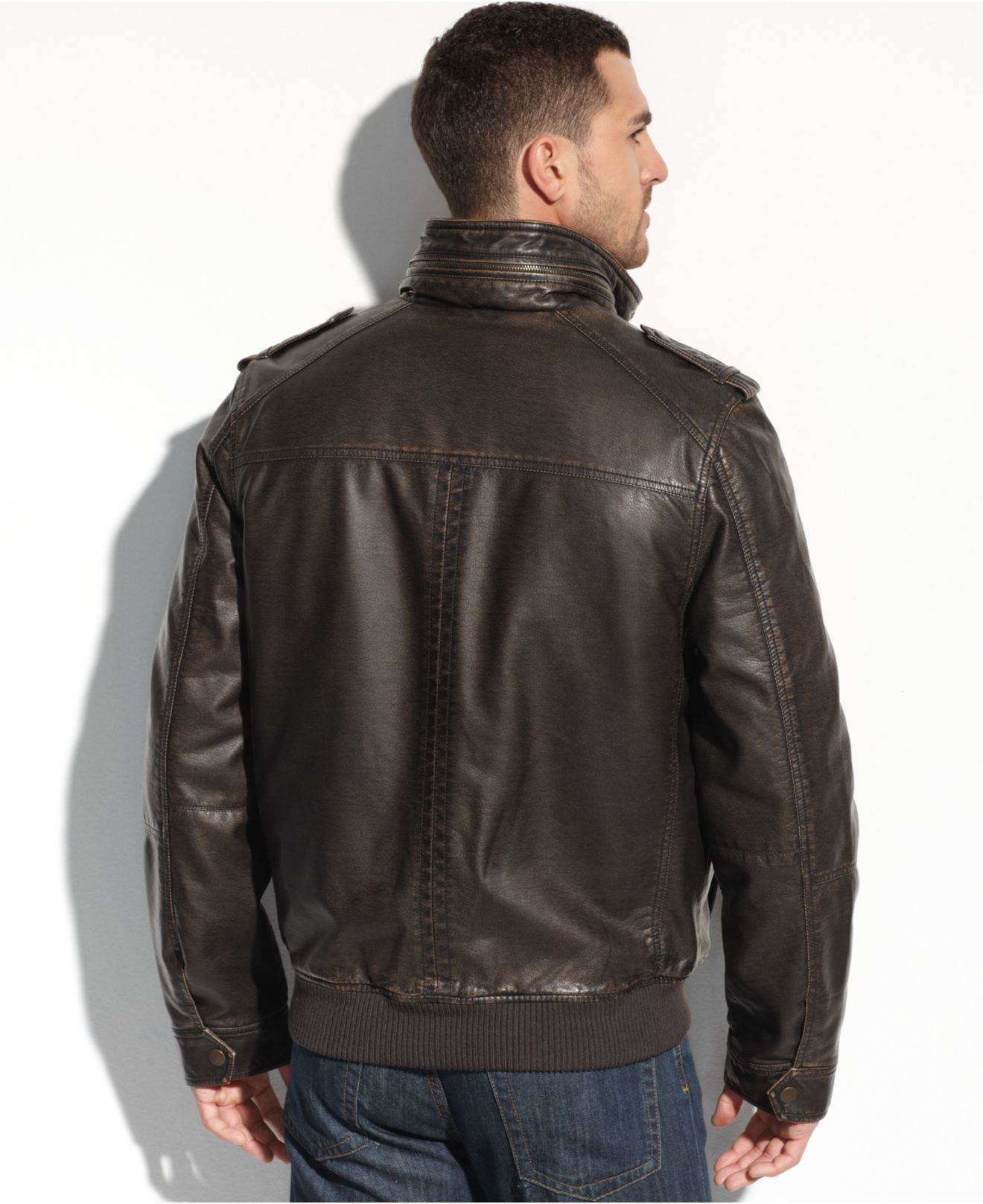 Lyst Tommy Hilfiger Faux Leather 4 Pocket Military Er Jacket Gallery