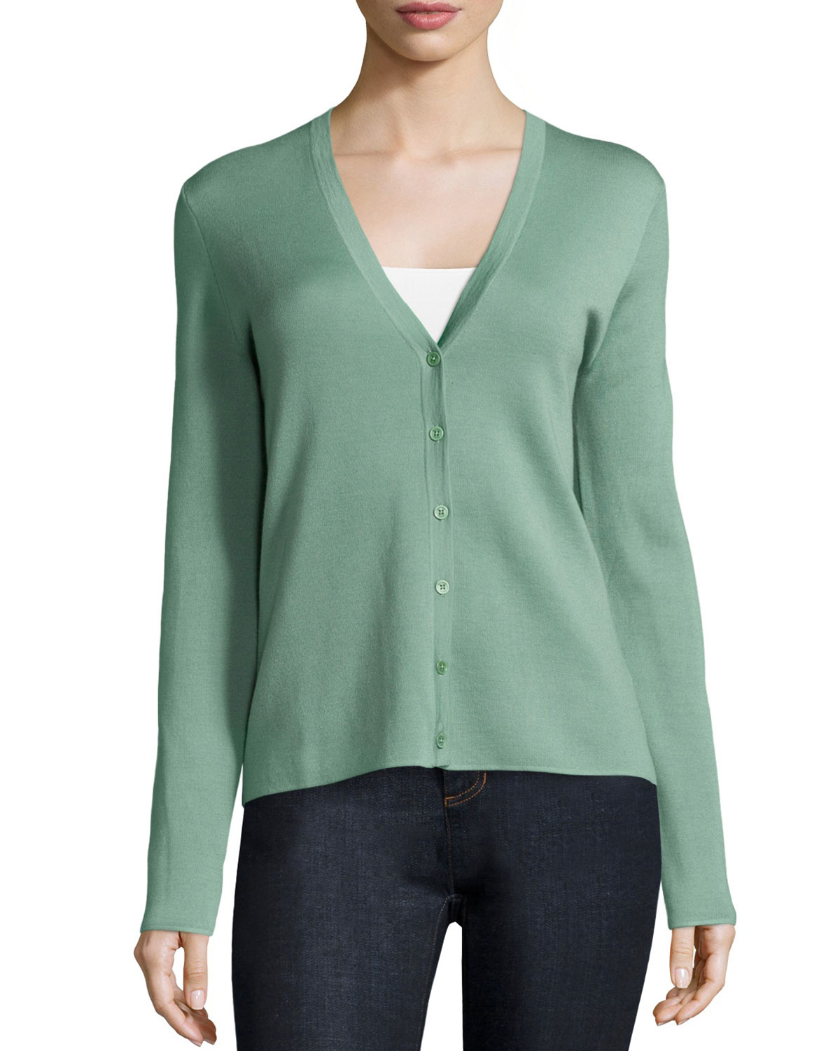 Lyst - Michael Kors Super-cashmere Button-front Cardigan in Green