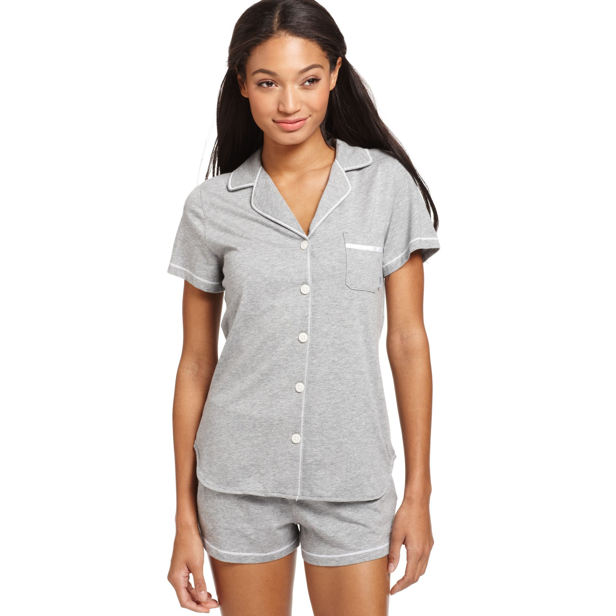 Lyst - Dkny Short Sleeve Top and Boxers Pajamas Set in Gray