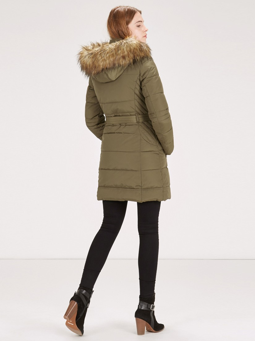 Warehouse Luxe Faux Fur Puffa Parka Jacket in Natural | Lyst