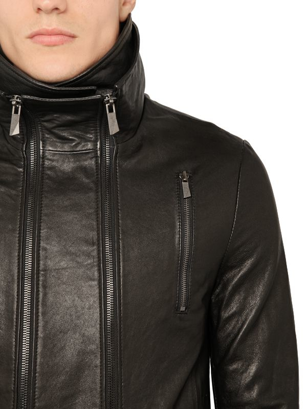 Lyst - D.Gnak High Collar Leather Biker Jacket in Black for Men