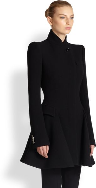 Alexander Mcqueen Wool Coat Dress in Black | Lyst