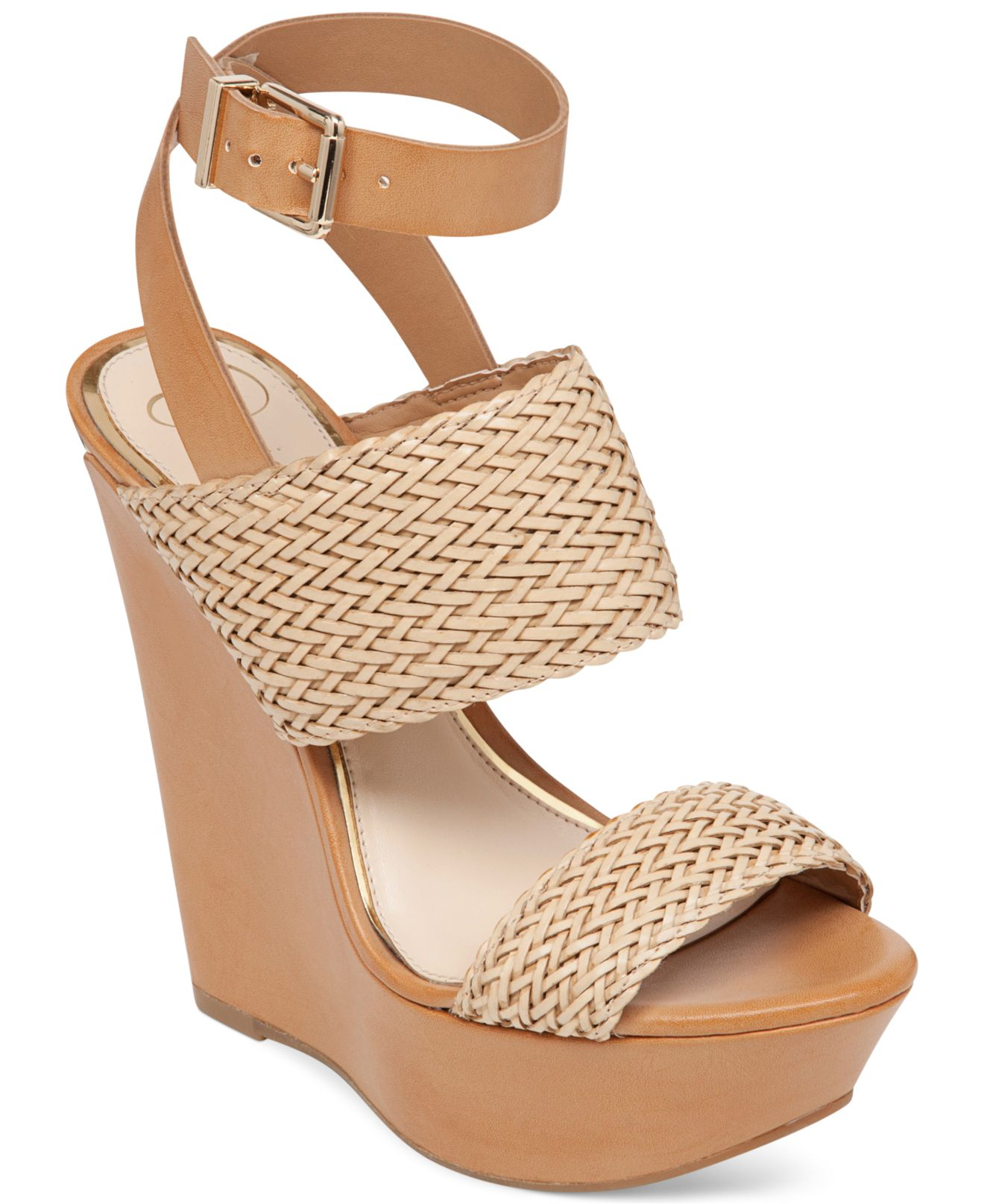 Lyst Jessica Simpson Eila Two Piece Woven Platform Wedge Sandals In Natural