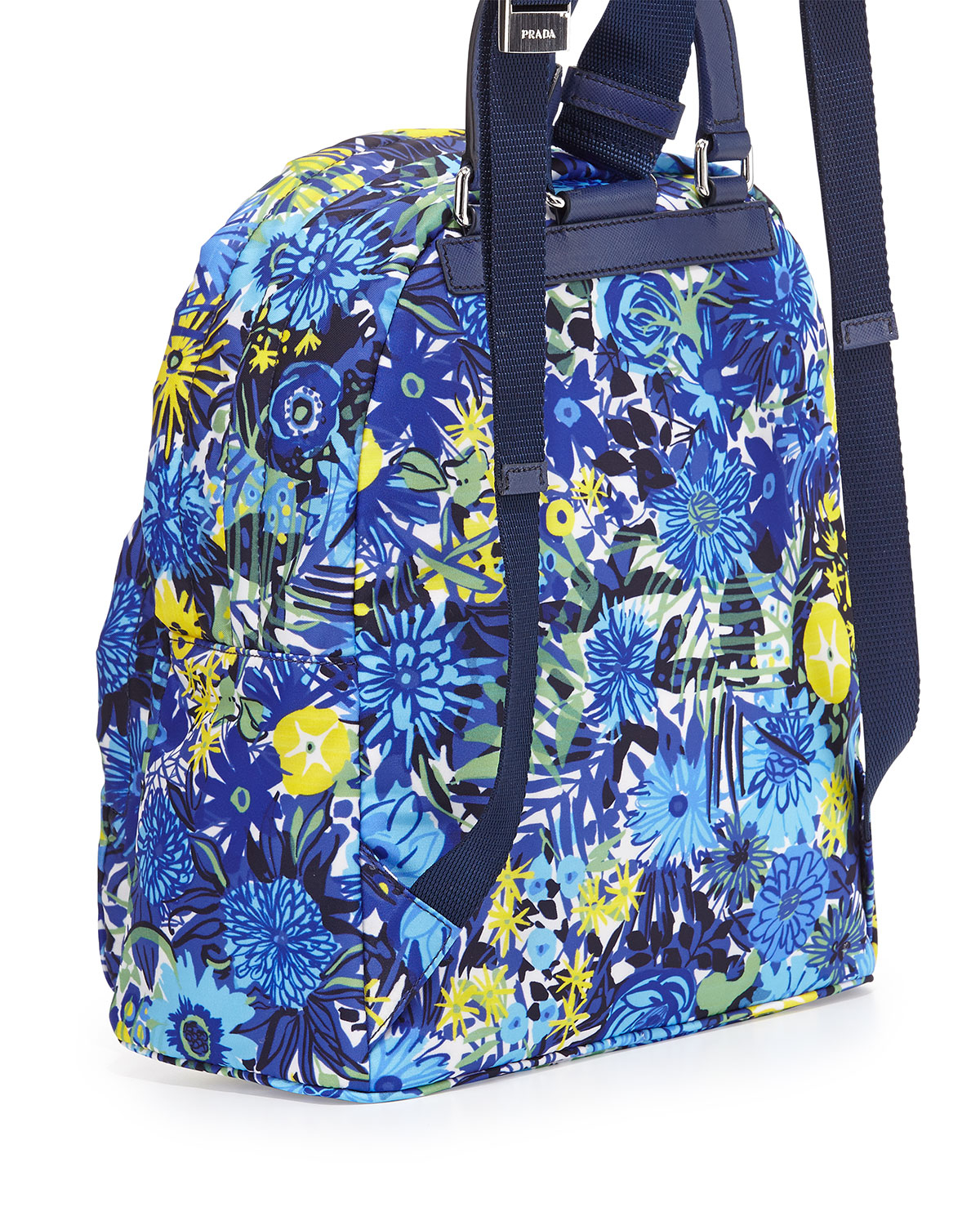 Prada Tessuto Stampato Floral Backpack in Blue (floral) | Lyst  