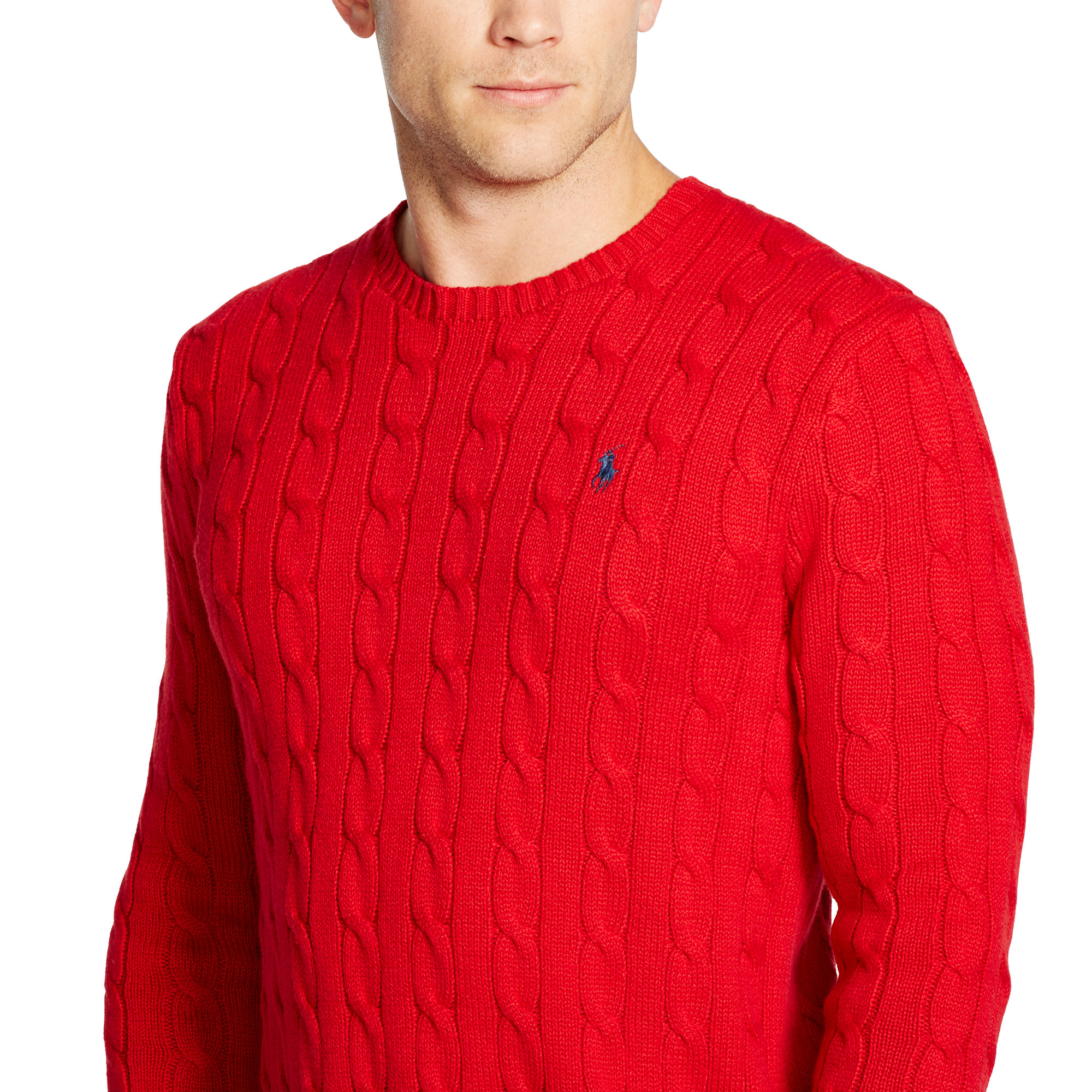Polo ralph lauren Cable-knit Cotton Sweater in Red for Men | Lyst