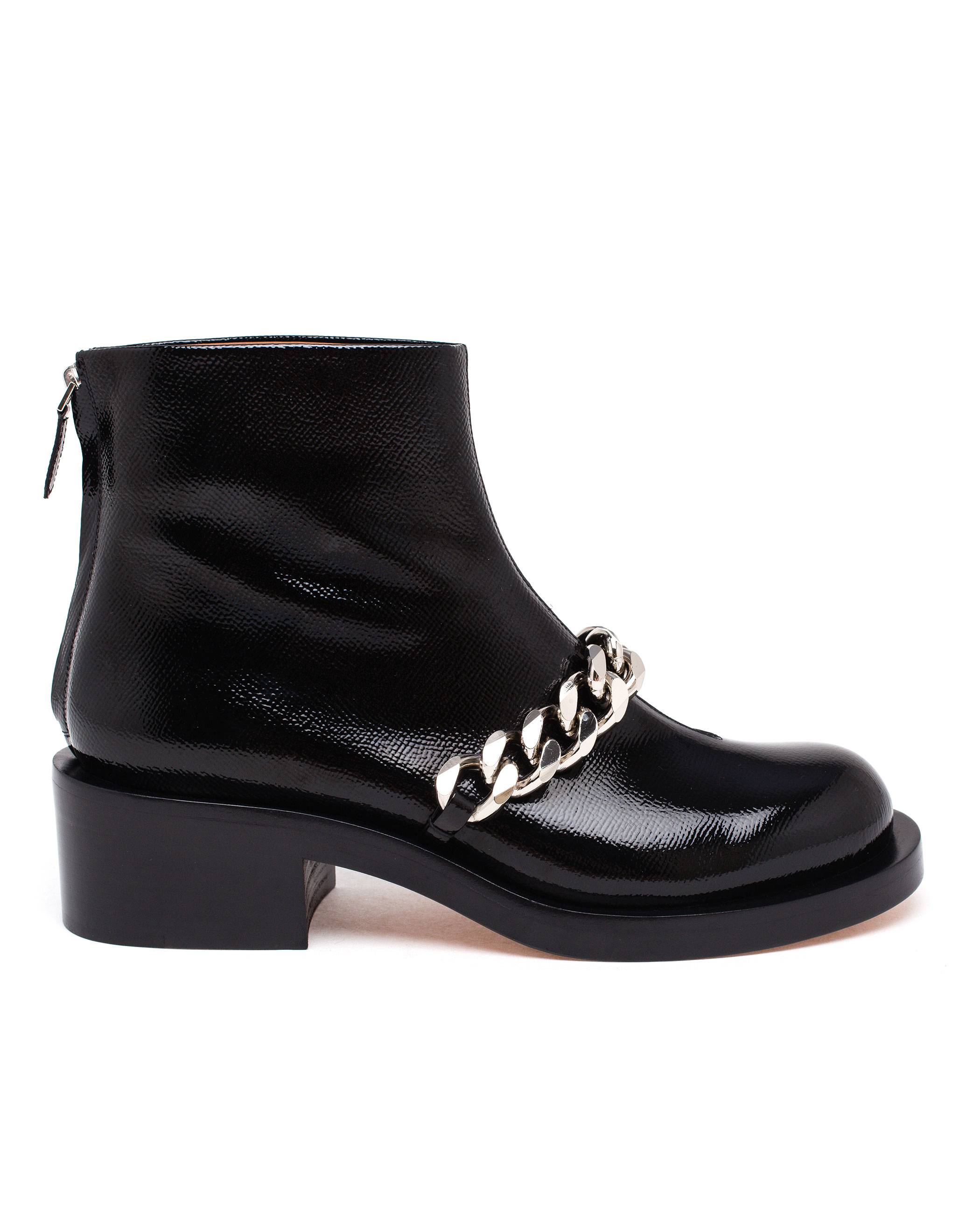 Lyst - Givenchy Patent Leather Chain Boots in Black