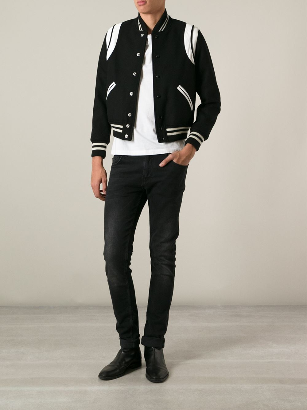 Lyst - Saint Laurent Teddy Jacket in Black