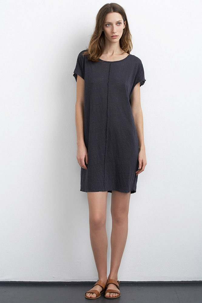 Velvet by graham & spencer Kezia Linen Knit Tee Dress in Black | Lyst