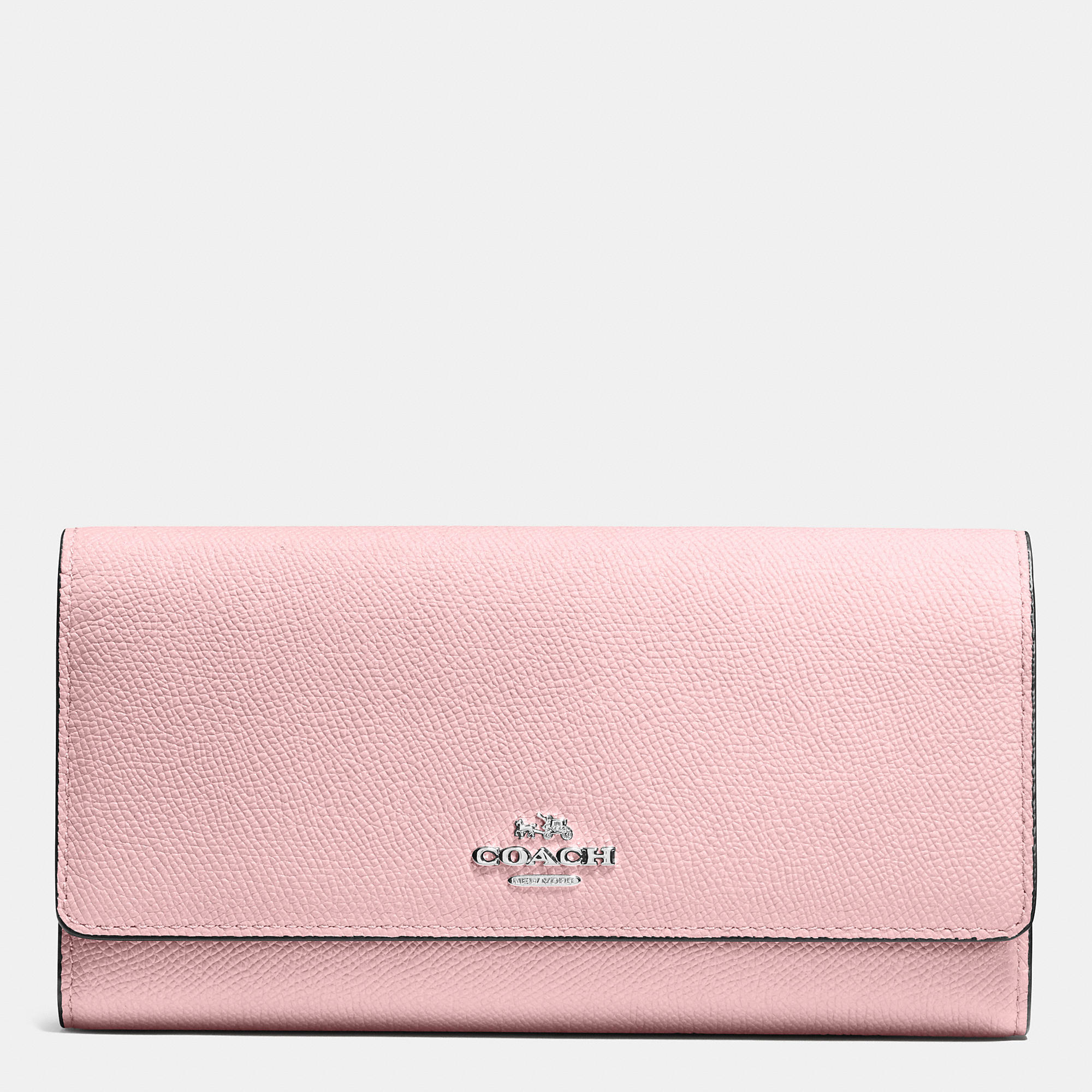 Lyst Coach Trifold Wallet In Crossgrain Leather Pink Gallery