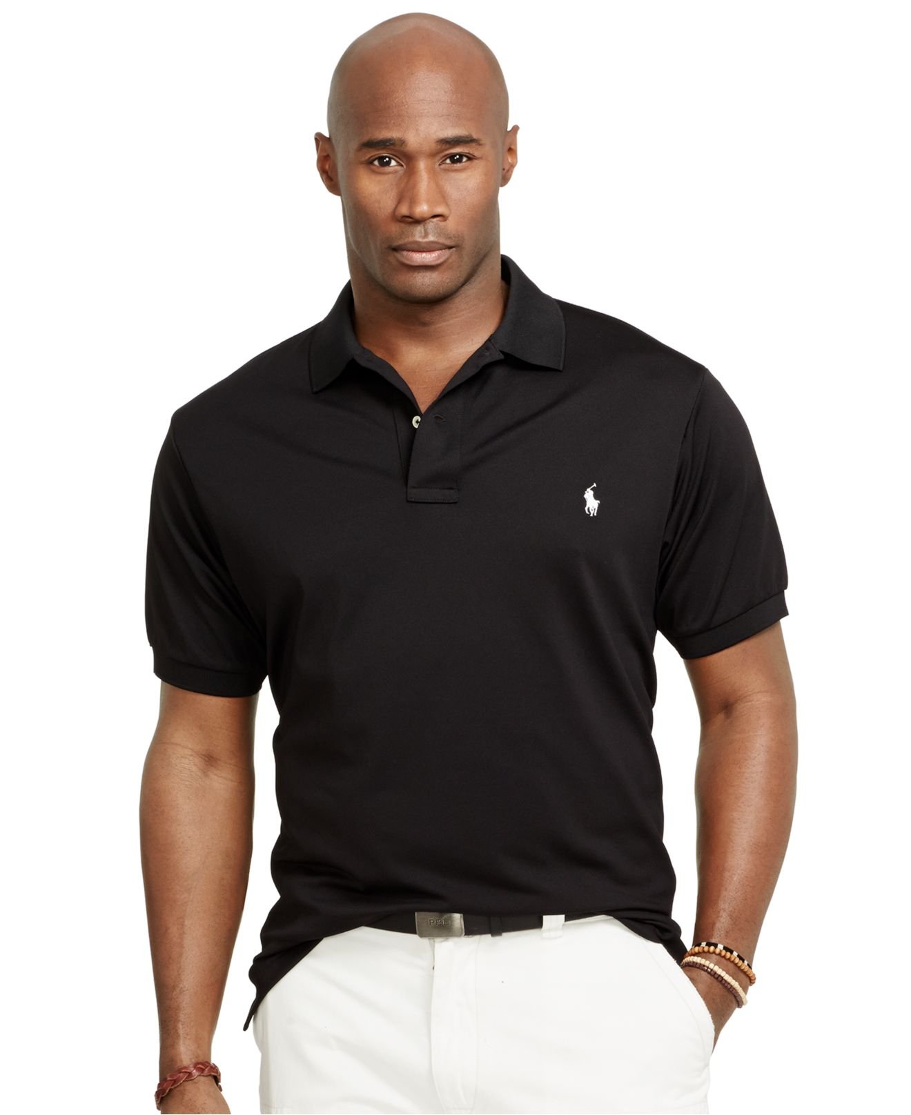 Polo Ralph Lauren Big And Tall Performance Mesh Polo Shirt In Black For polo-ralph-lauren-big-and-tall-performance-mesh-polo-shirt-in-black-for
