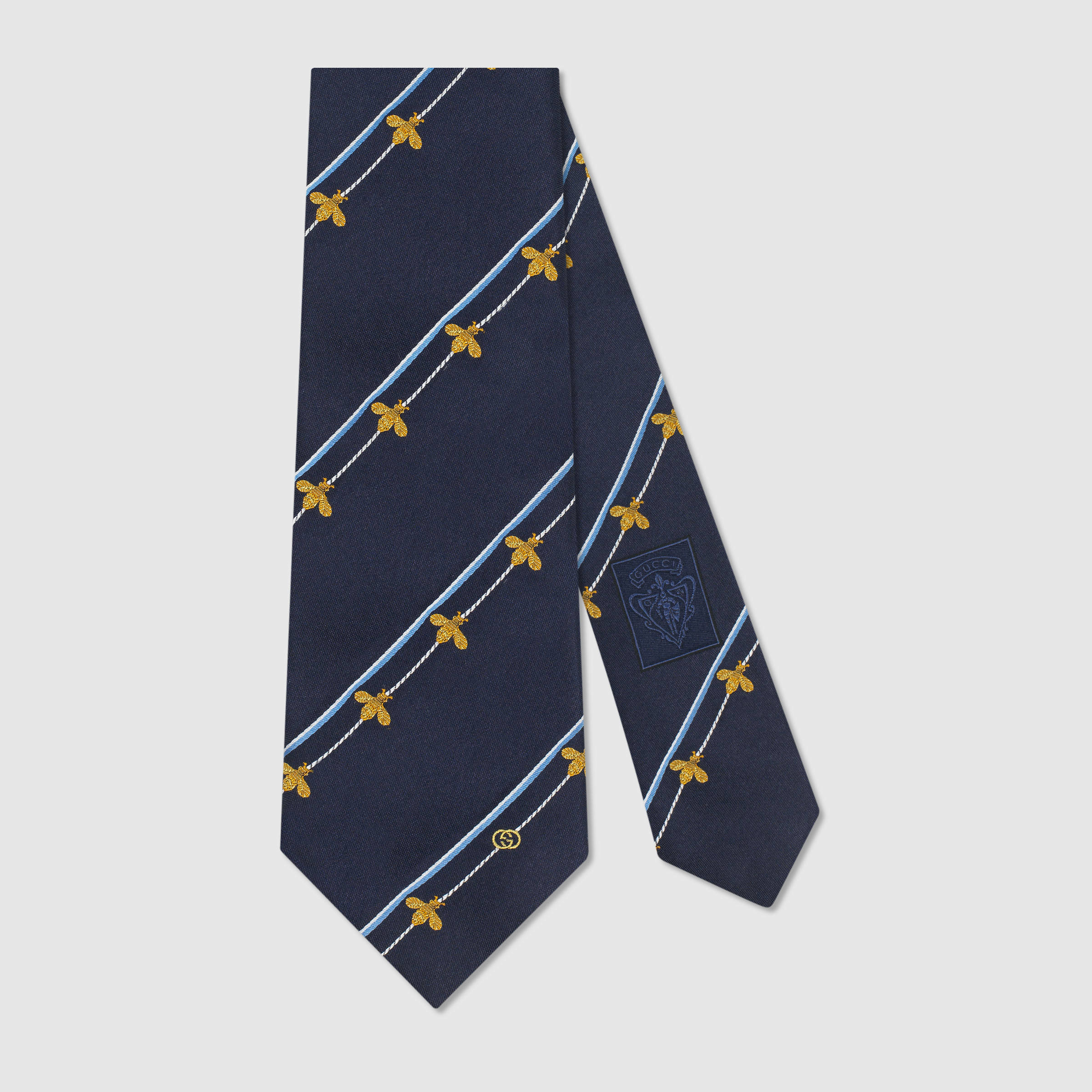 Lyst Gucci Bee Striped Silk Tie in Blue for Men