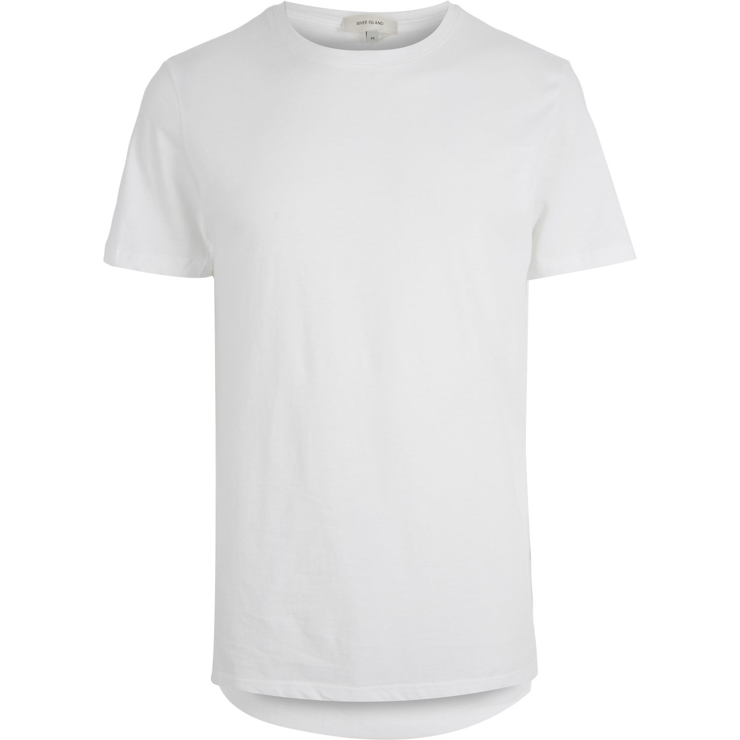 Lyst - River Island White Longline Curved Hem T-shirt in White for Men