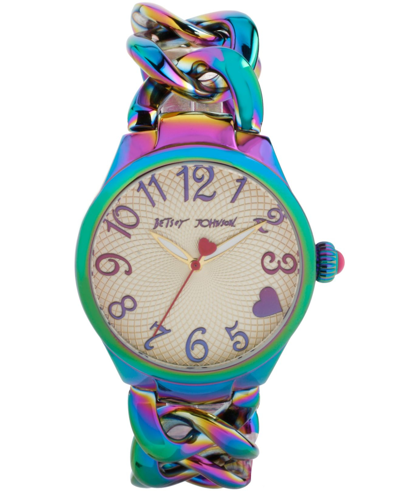 Betsey johnson Women's Iridescent Stainless Steel Link Bracelet Watch ...