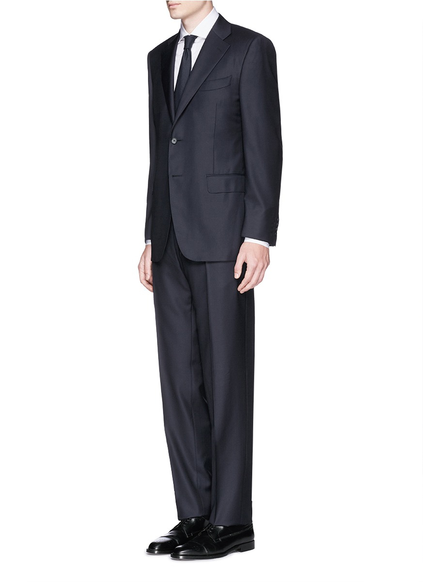 Canali Wool Gabardine Suit in Blue for Men | Lyst