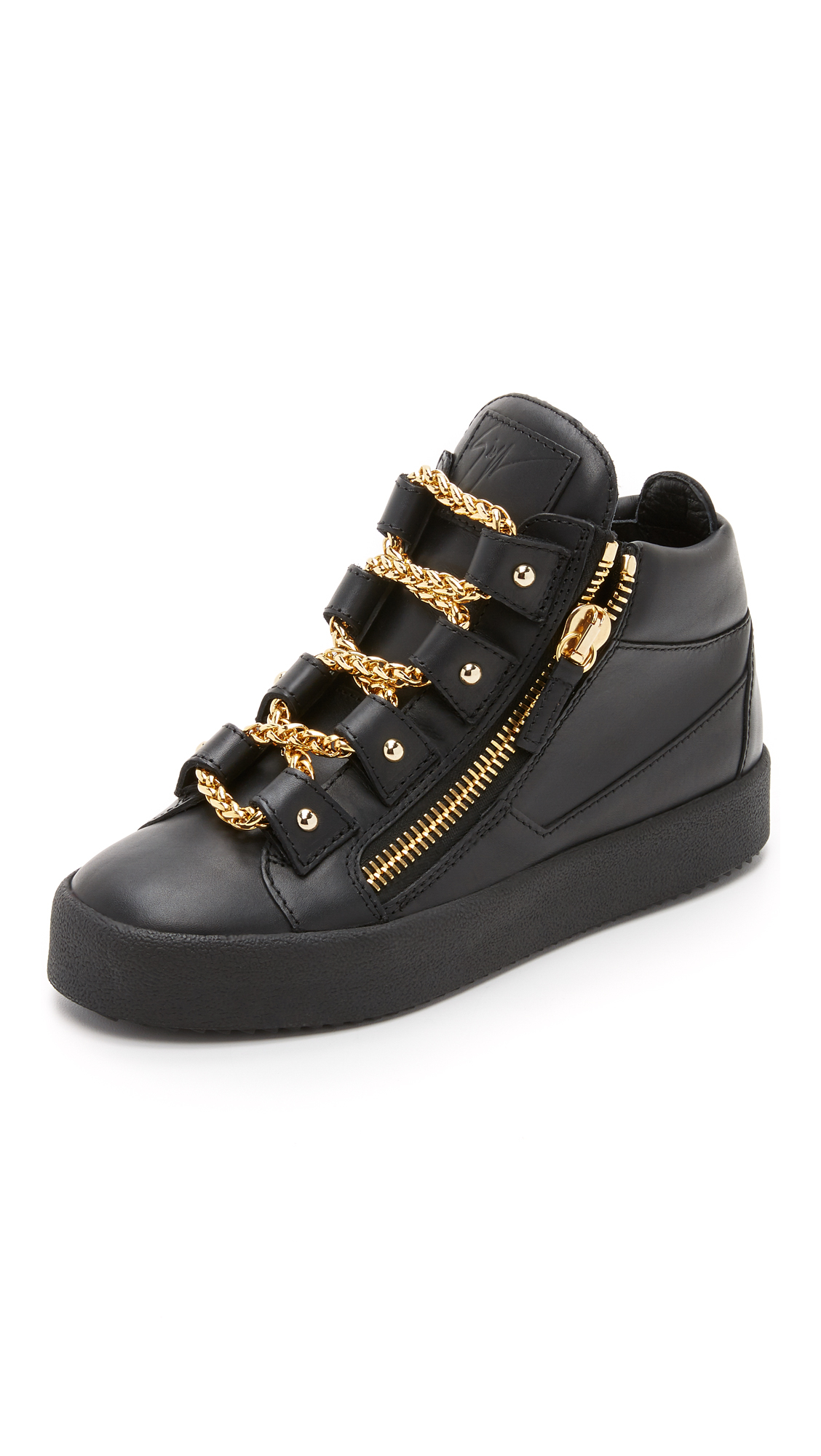 Lyst - Giuseppe Zanotti Leather Chain Sneakers in Black