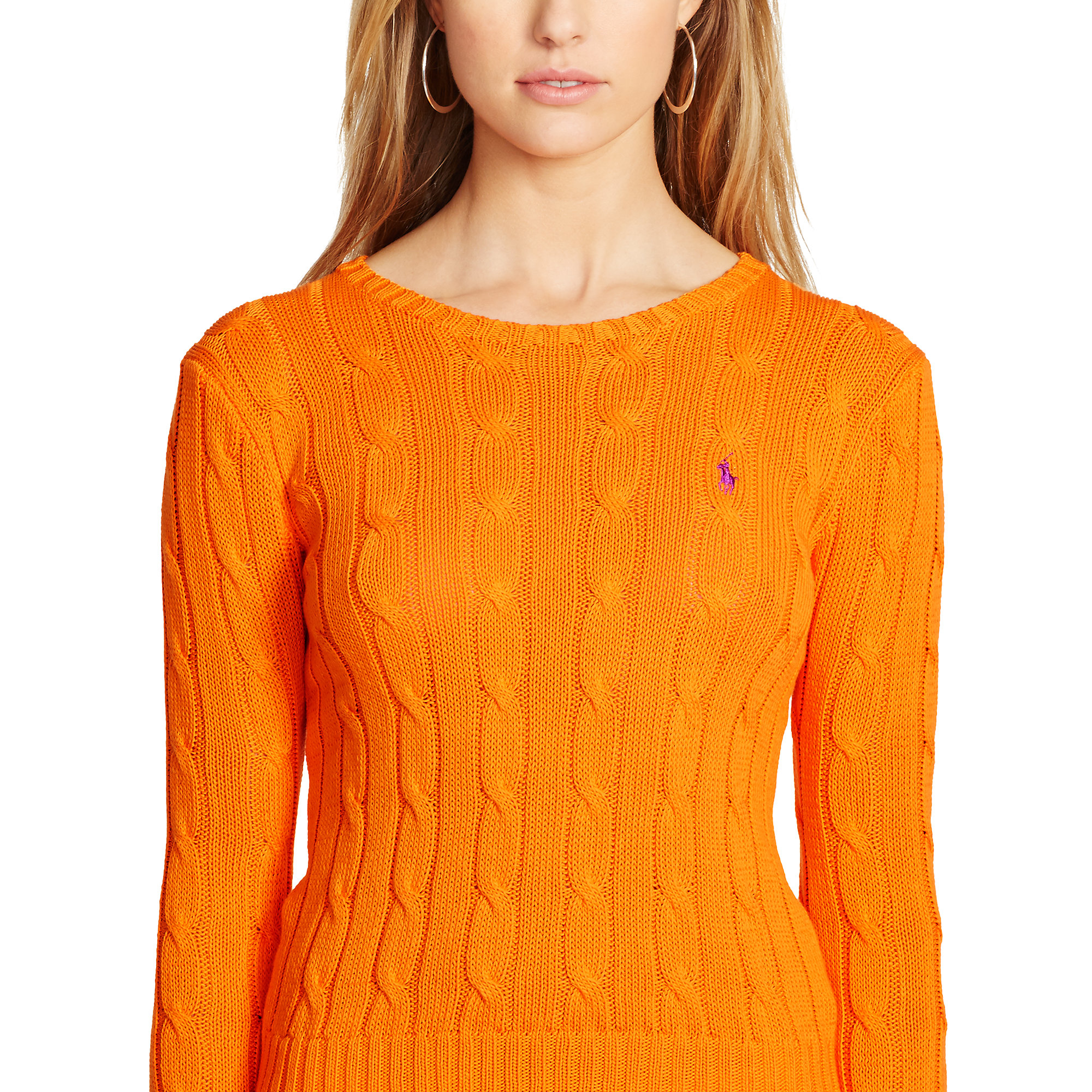 Lyst - Polo Ralph Lauren Cable-knit Cotton Sweater in Orange