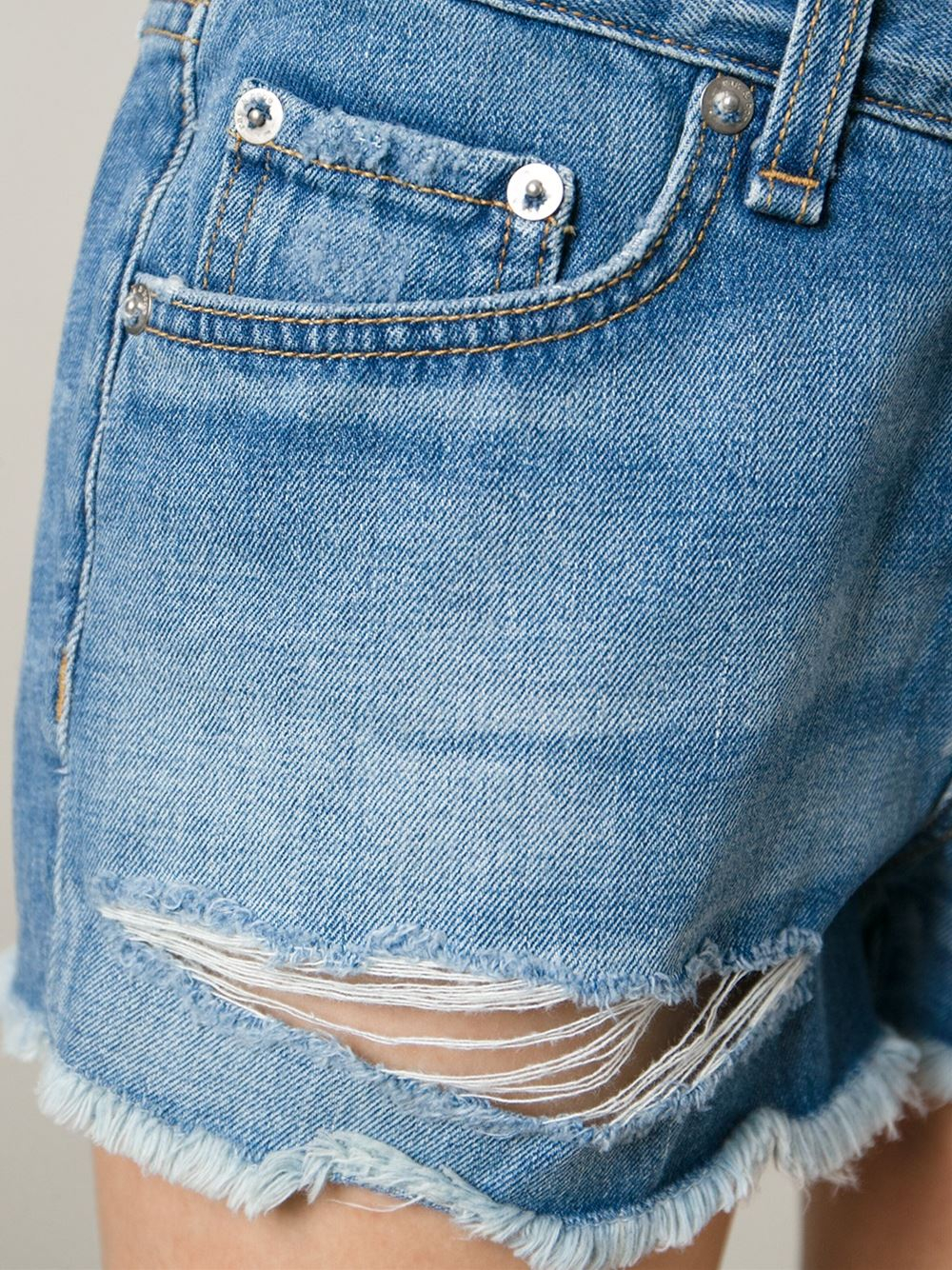 Rag & bone CutOff Ripped Denim Shorts in Blue Lyst