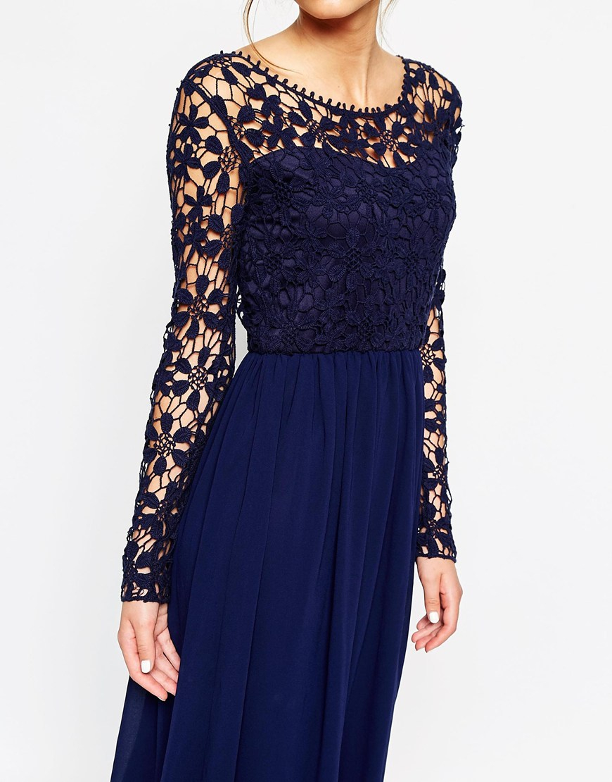 Navy blue long sleeve dress pleated top Elizabethtown Long Sleeve