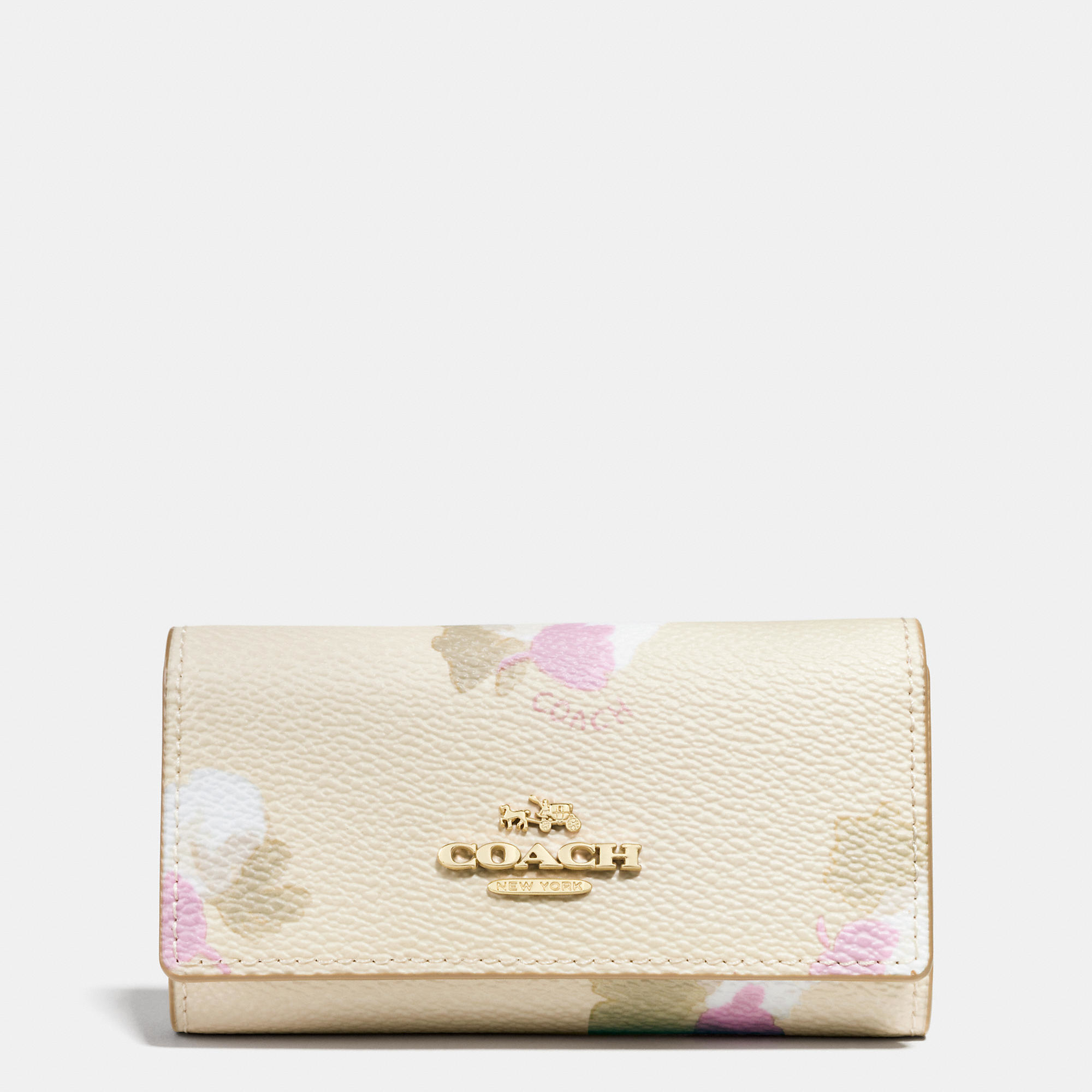 Lyst Coach 6 Ring Key Case In Floral Print Coated Canvas in Metallic