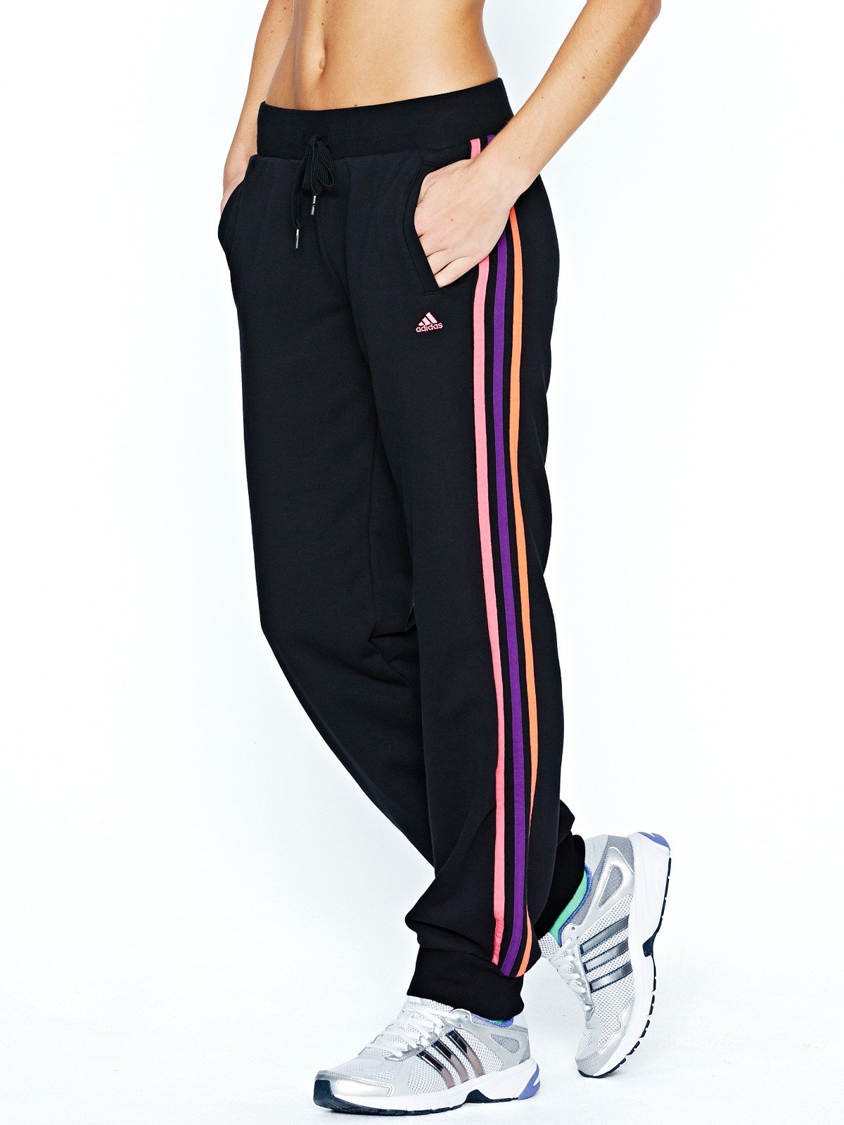 Adidas Adidas Climalite 3s Cuffed Pants in Black (black/pink) | Lyst