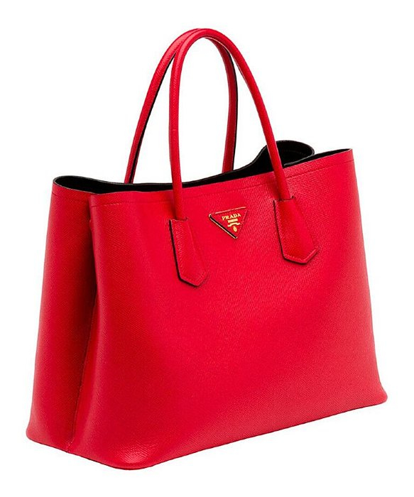Prada Lady In Red Saffiano Leather Tote in Red | Lyst  