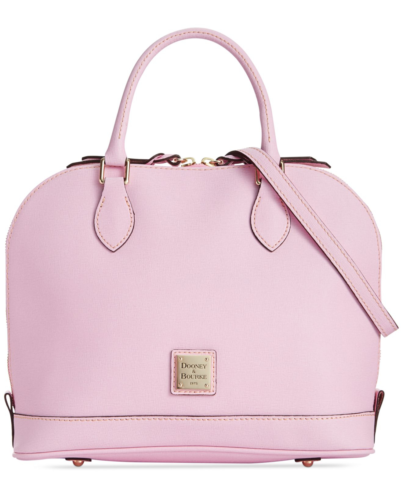 Lyst Dooney Bourke Saffiano Zip Satchel In Red Gallery