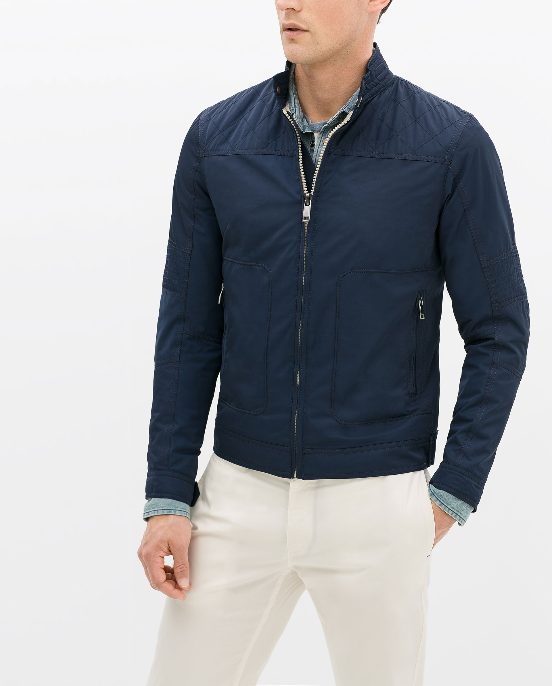  Zara Jacket  With Quilted Shoulder in Blue for Men Navy 