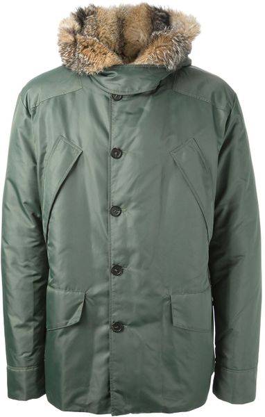 Ermanno Scervino Fur Hood Coat in Green for Men | Lyst