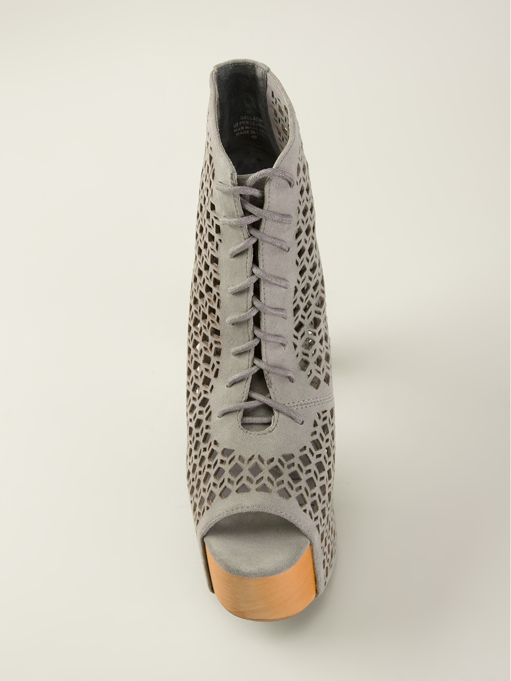 gray perforated booties