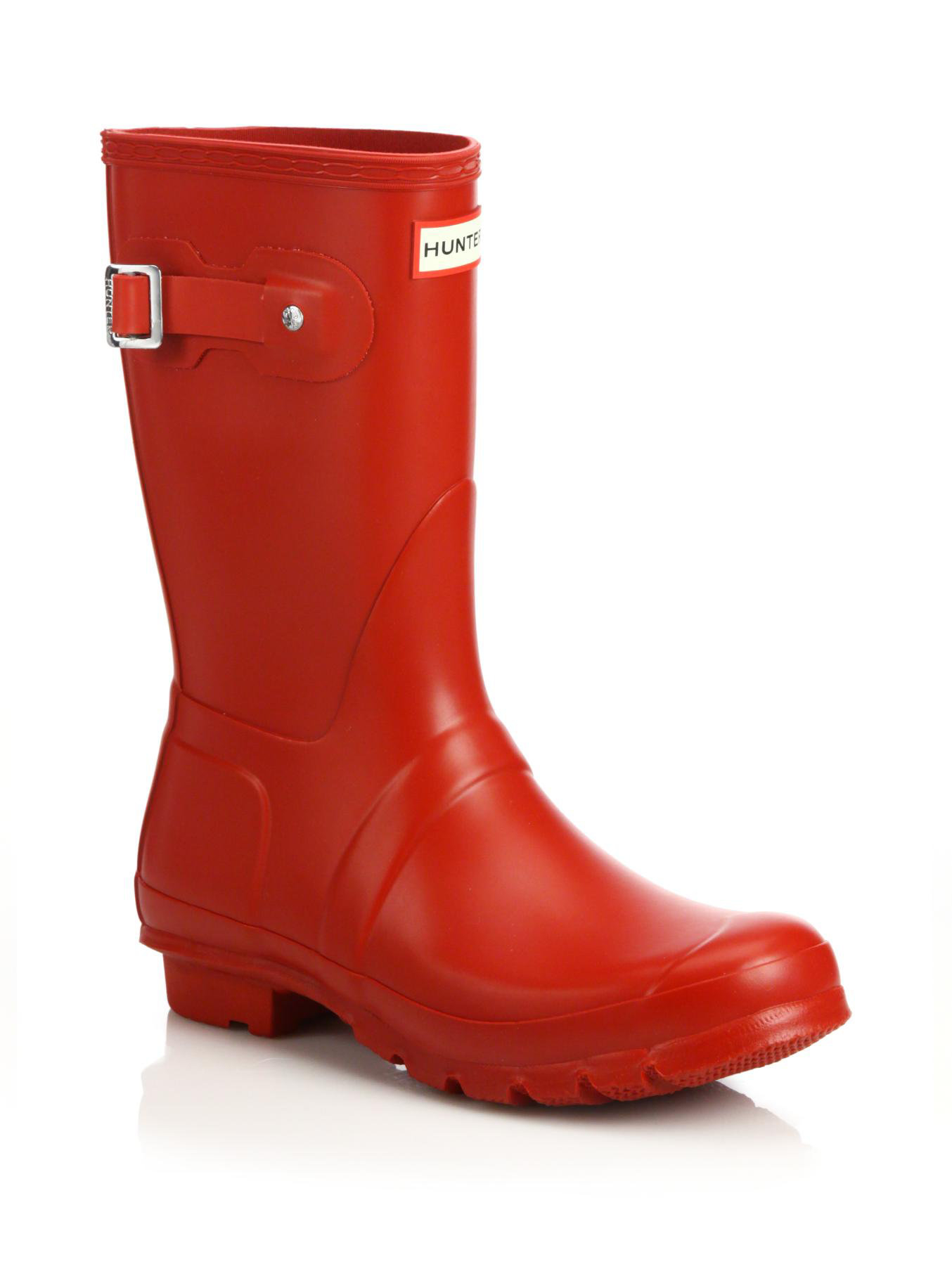 Hunter Original Short Rain Boots in Red (military red) | Lyst