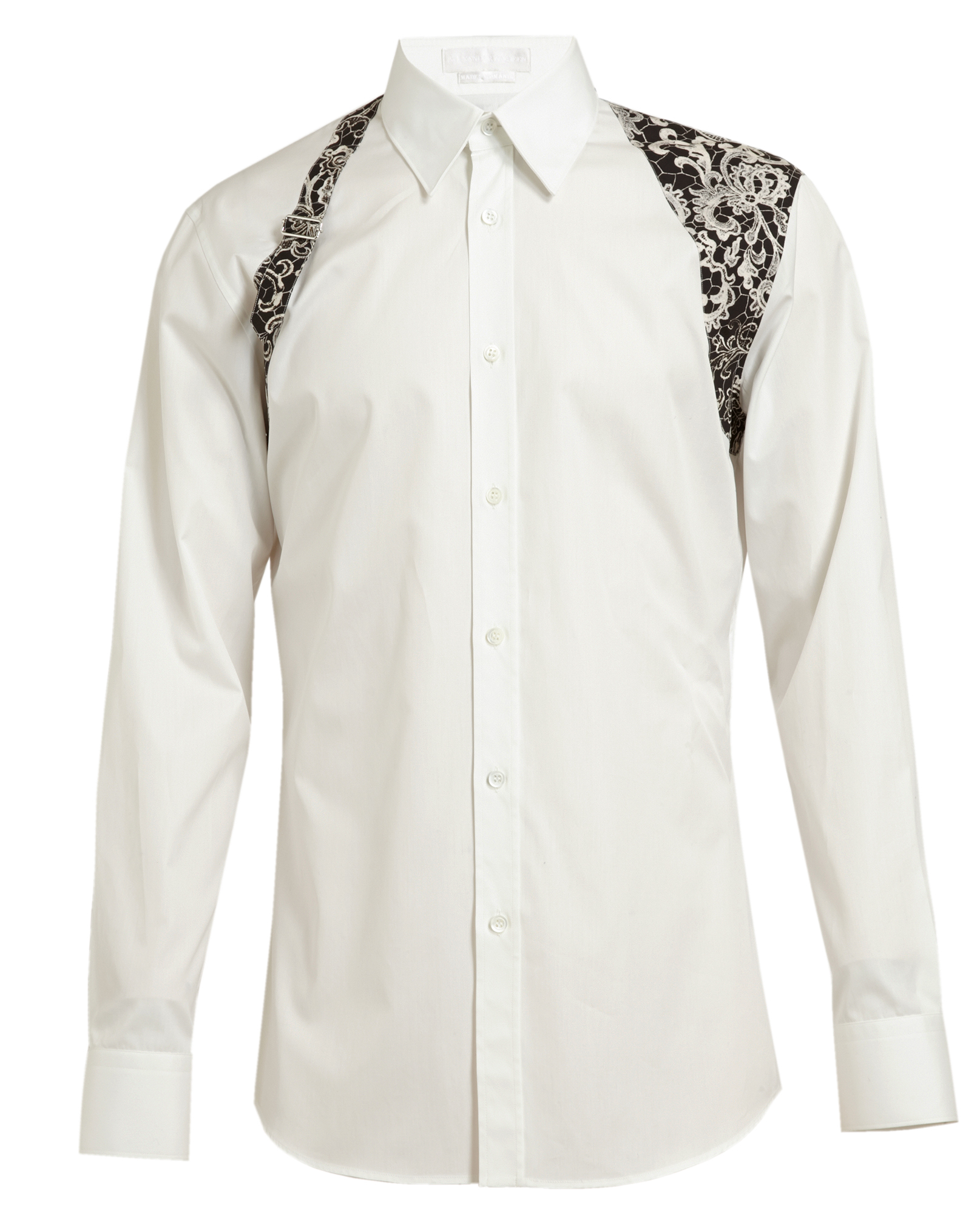 Alexander Mcqueen Lace Detail Cotton Shirt in White for Men | Lyst