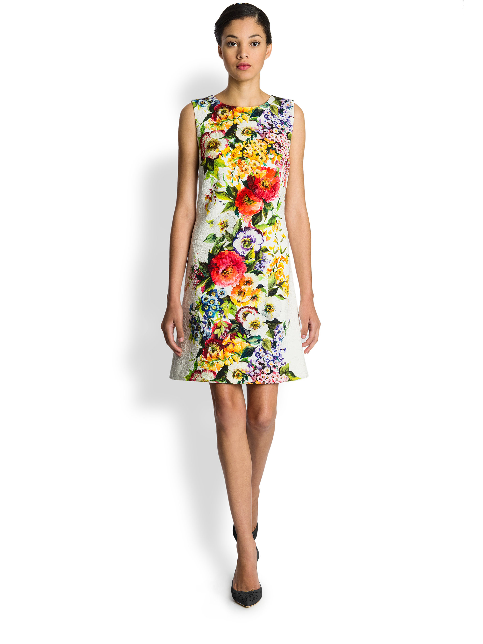 Dolce & gabbana Floralprint Brocade Dress | Lyst