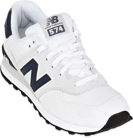 New Balance Ml574 Suede Canvas Sneakers in Blue (WHITE/NAVY) | Lyst