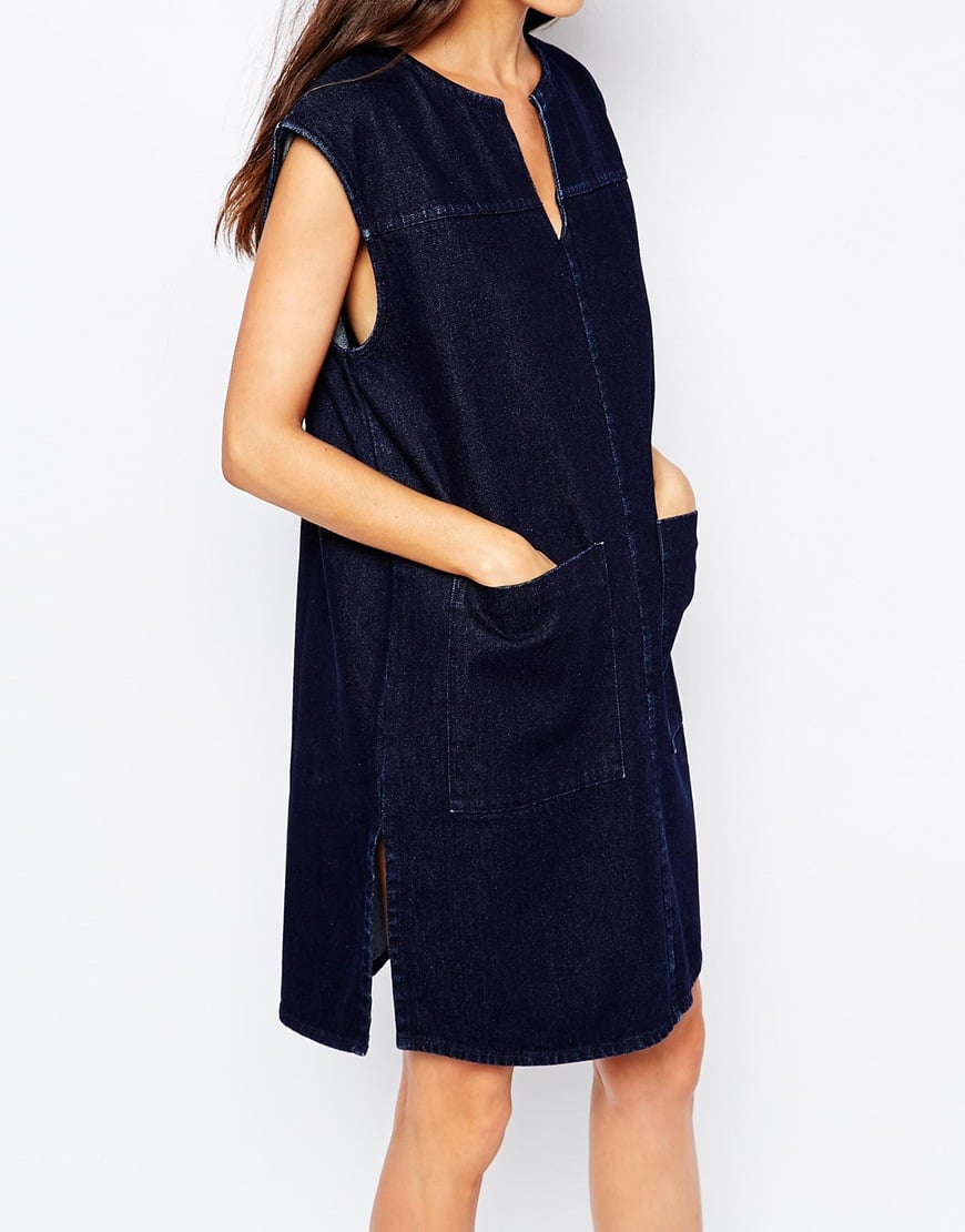 Lyst W ven Oversized  Sleeveless Denim Shirt  Dress  With 