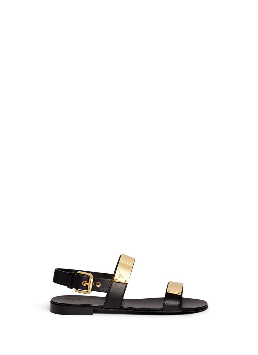 Lyst - Giuseppe zanotti 'Zak' Metallic Strap Leather Sandals in Metallic