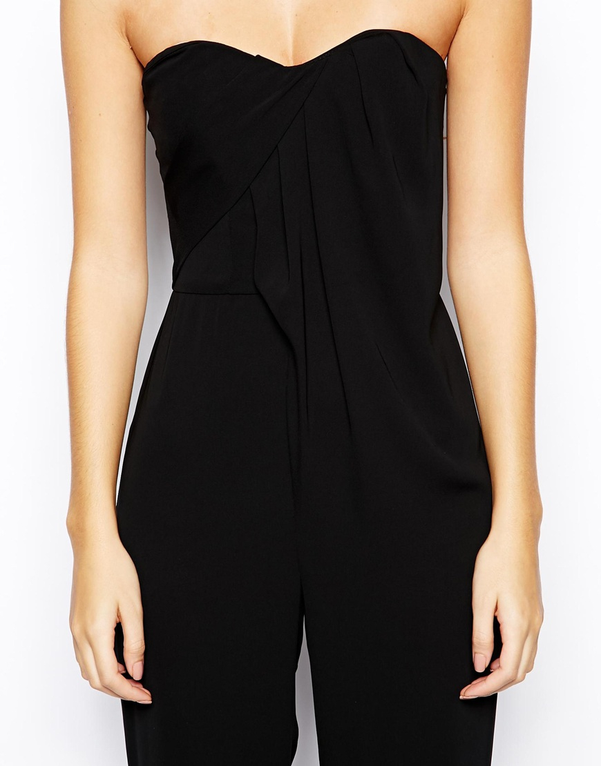 Lyst - Asos Exclusive Bandeau Jumpsuit With Drape Front in Black