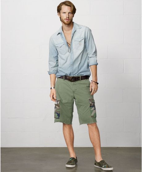 Denim & Supply Ralph Lauren Cutoff Military Camo Cargo Shorts in Green ...