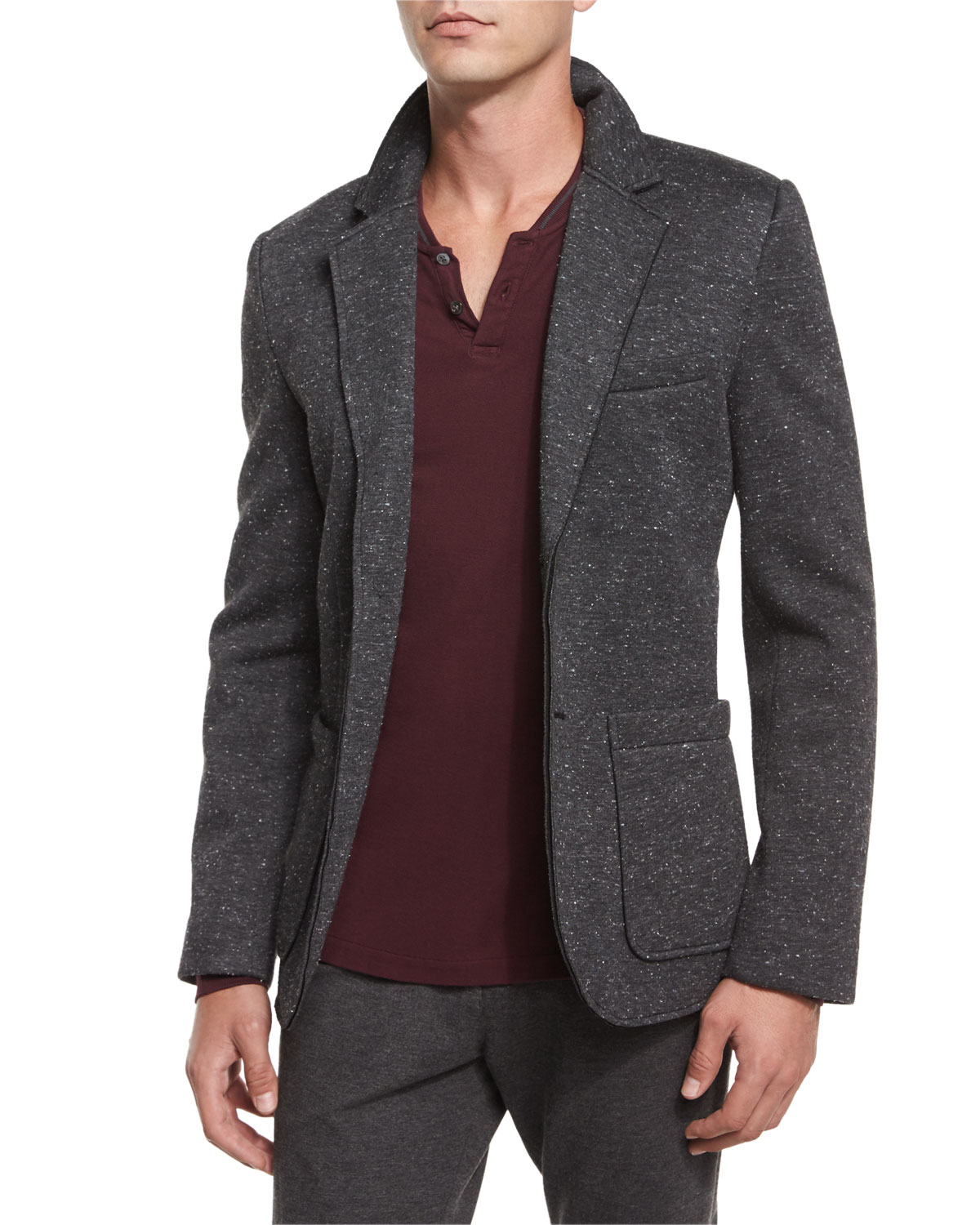 ATM Synthetic Bonded Knit Speckled Sport Coat in Charcoal (Gray) for ...