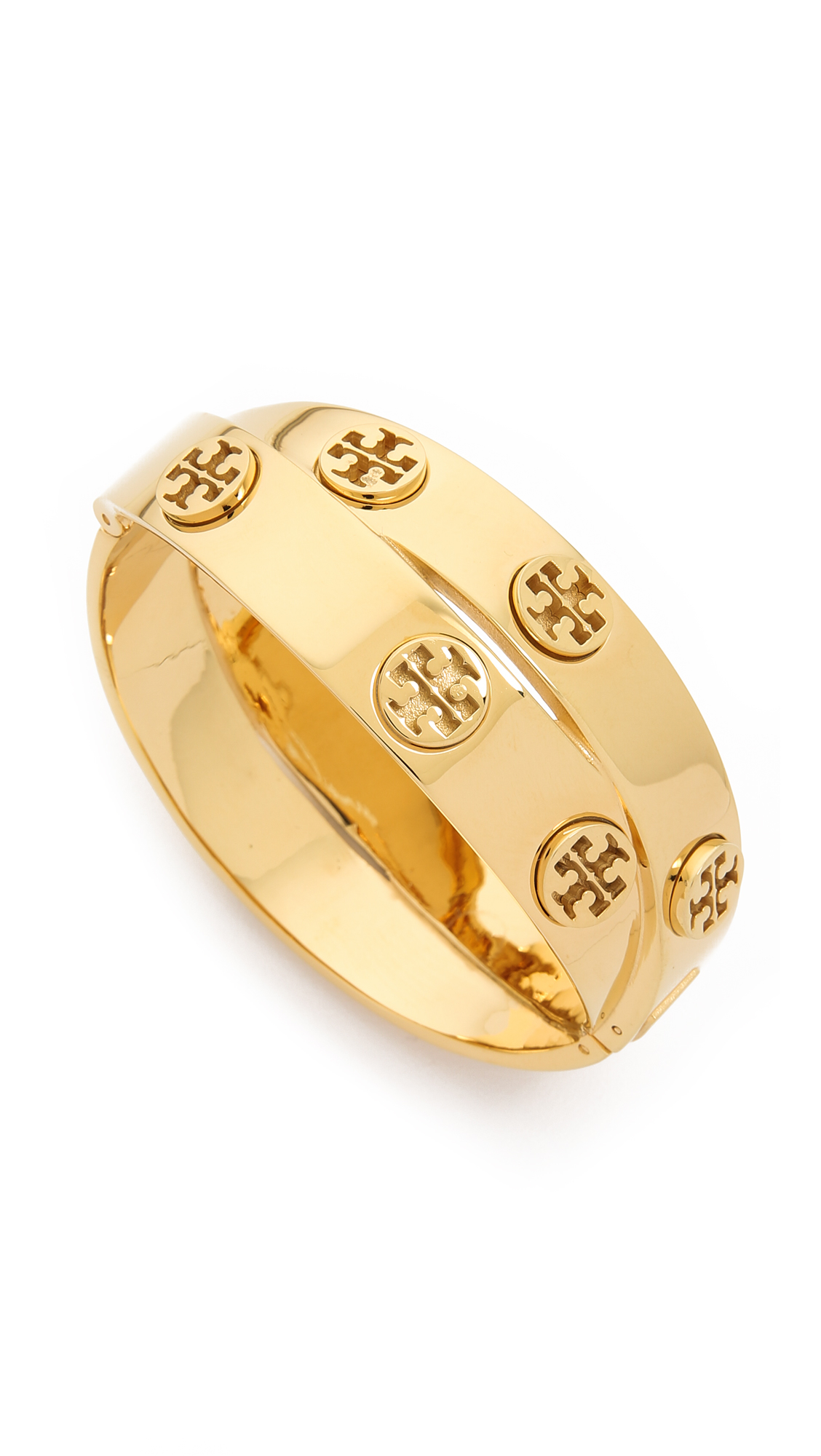 Lyst Tory Burch Metal Logo Double Wrap Bracelet In Metallic Gallery