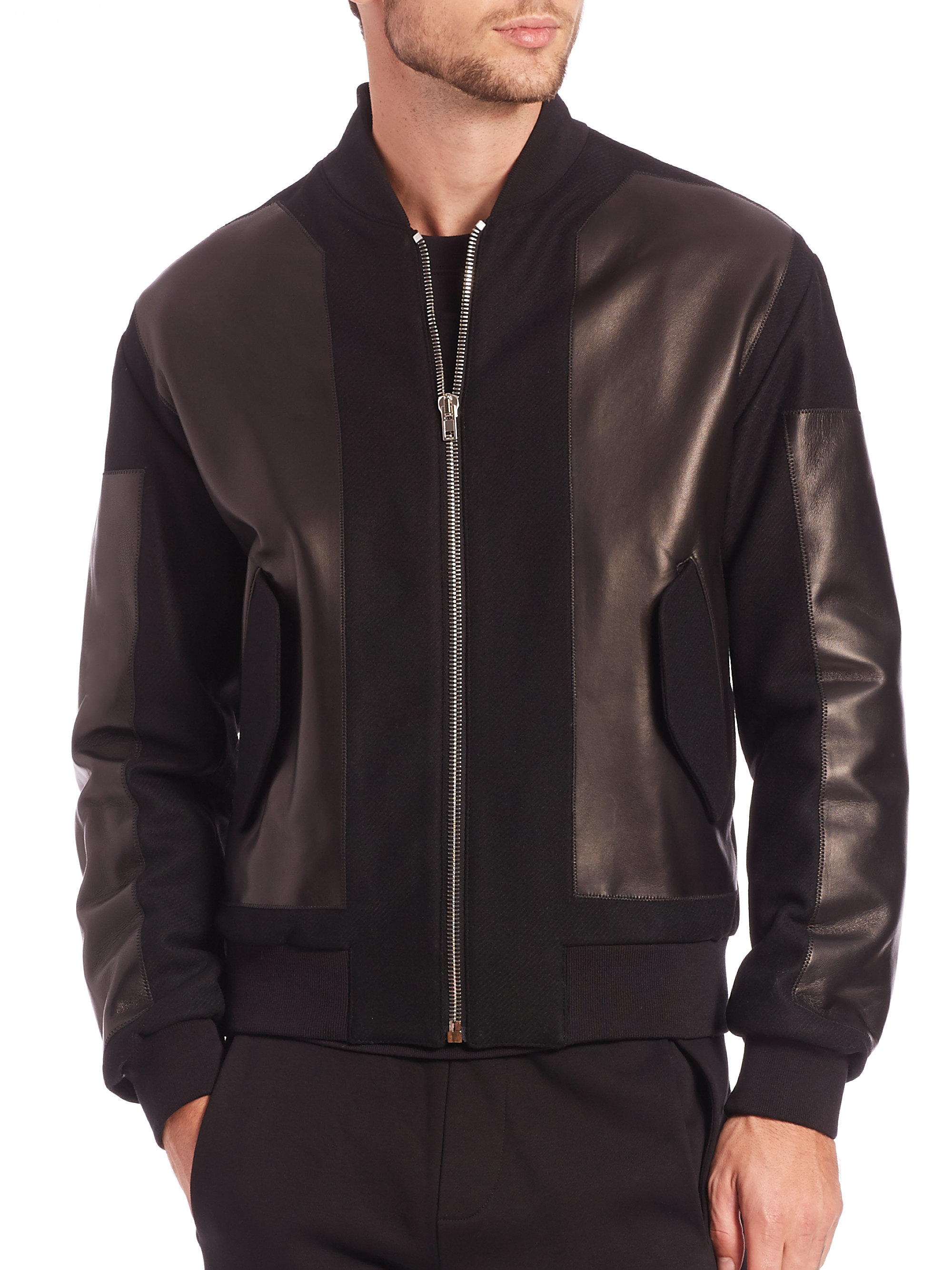 Mcq Paneled Leather Er Jacket In Black For Men Lyst Gallery
