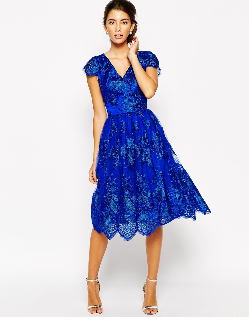 blue midi prom dress