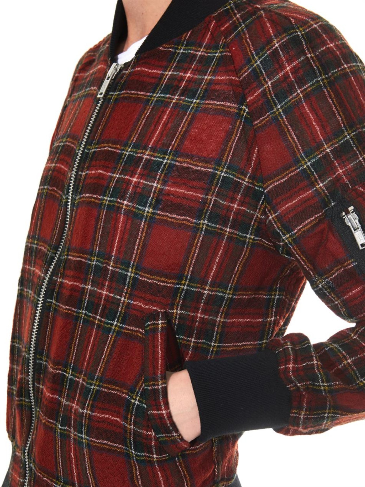 Lyst R13 TartanPrint ShrunkenWool Flight Jacket in Red