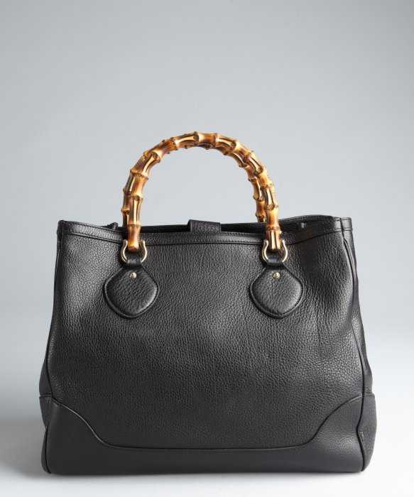Lyst - Gucci Black Leather Diana Bamboo Handle Tote in Black