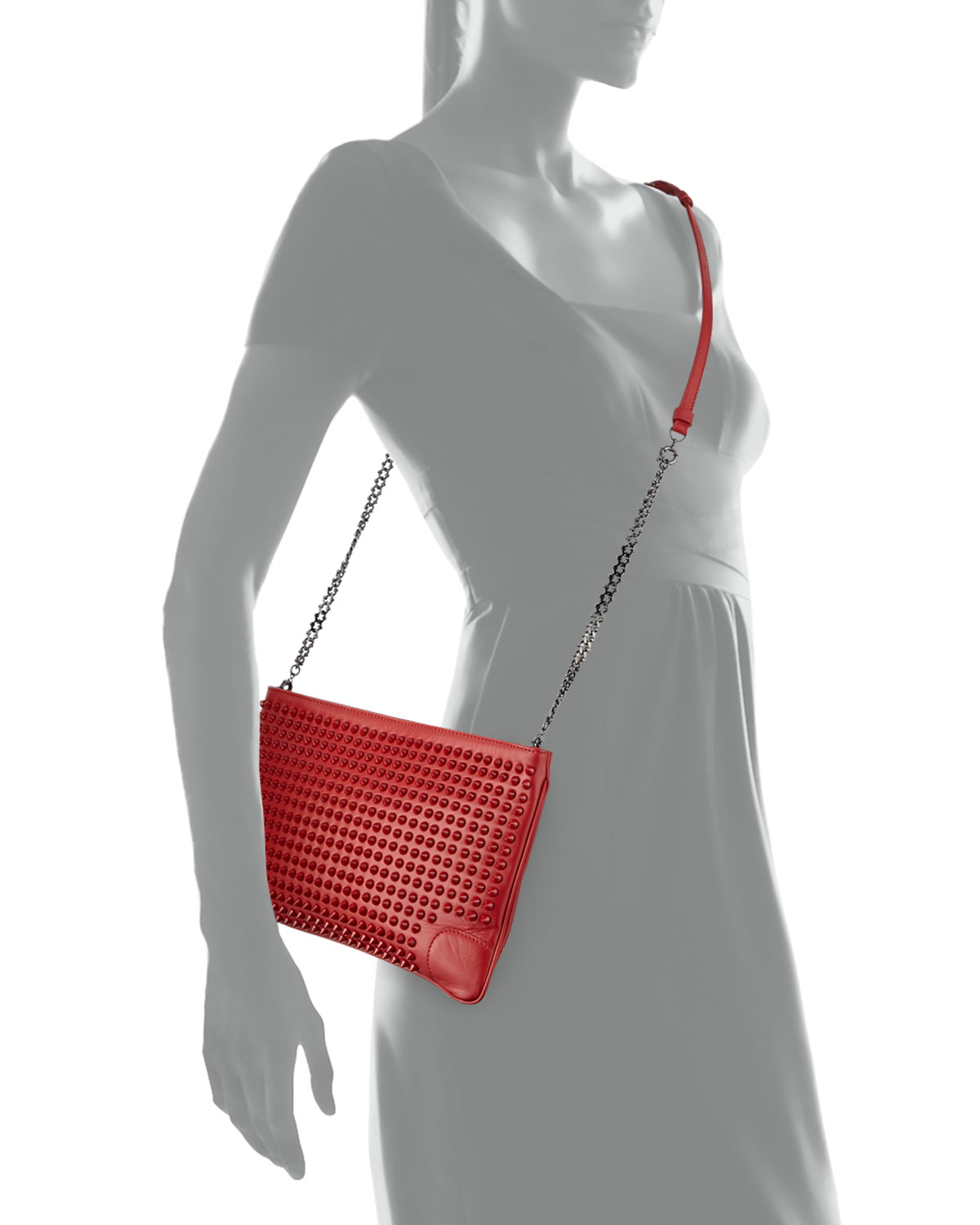 Lyst - Christian Louboutin Loubiposh Studded Clutch Bag in Red