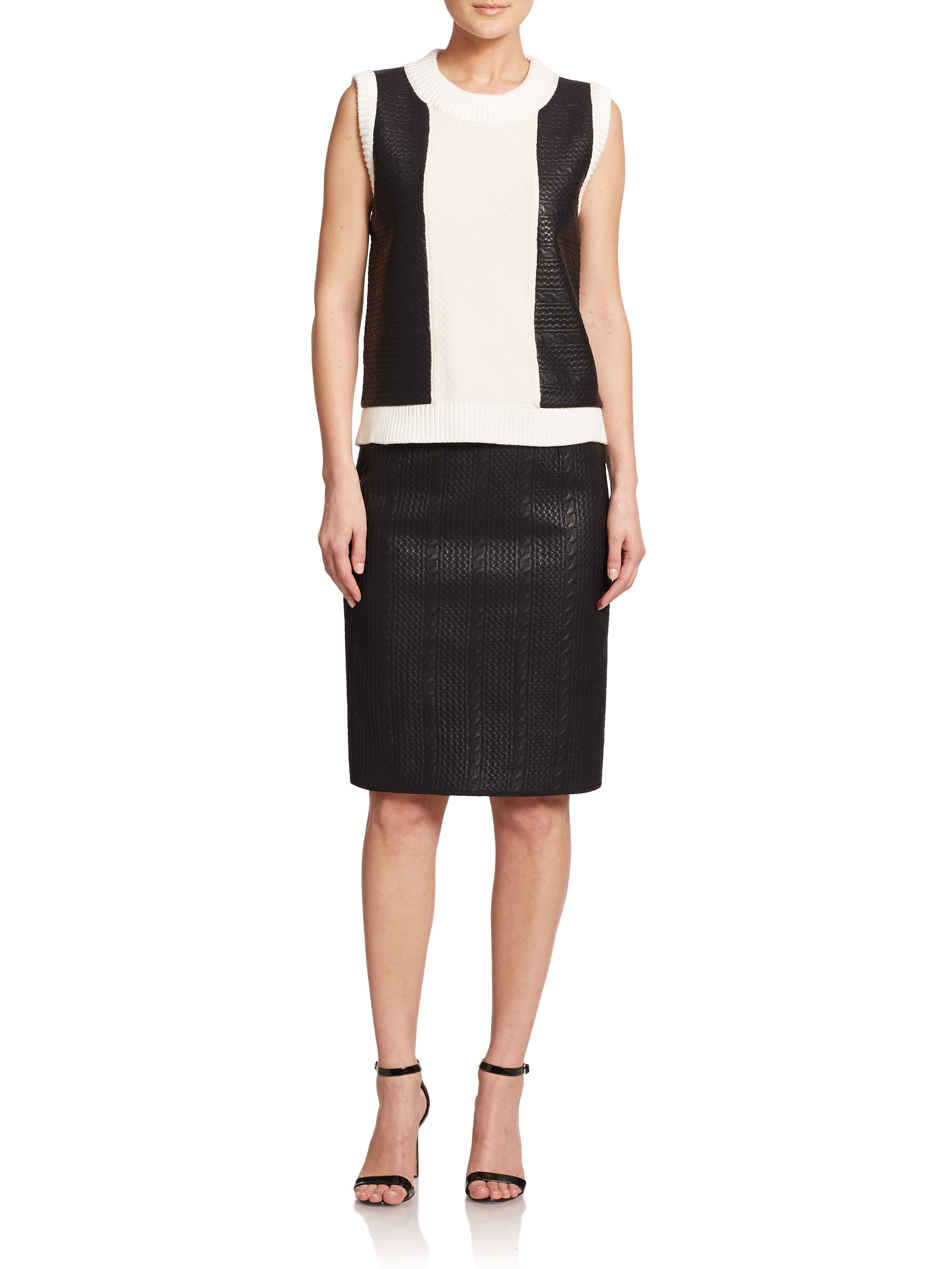 Raoul Knit Cable-pattern Skirt in Black Lyst
