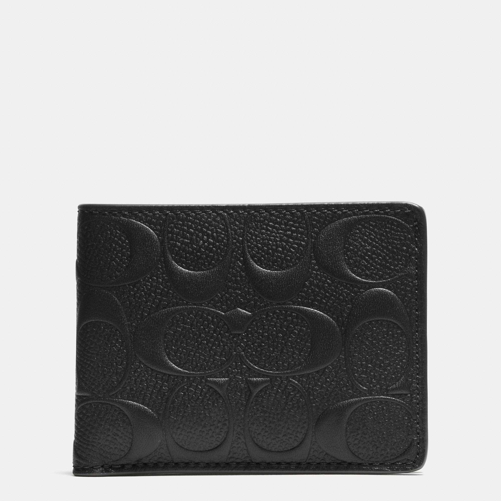 COACH Slim Billfold Wallet In Signature Crossgrain Leather in Black for Men - Lyst