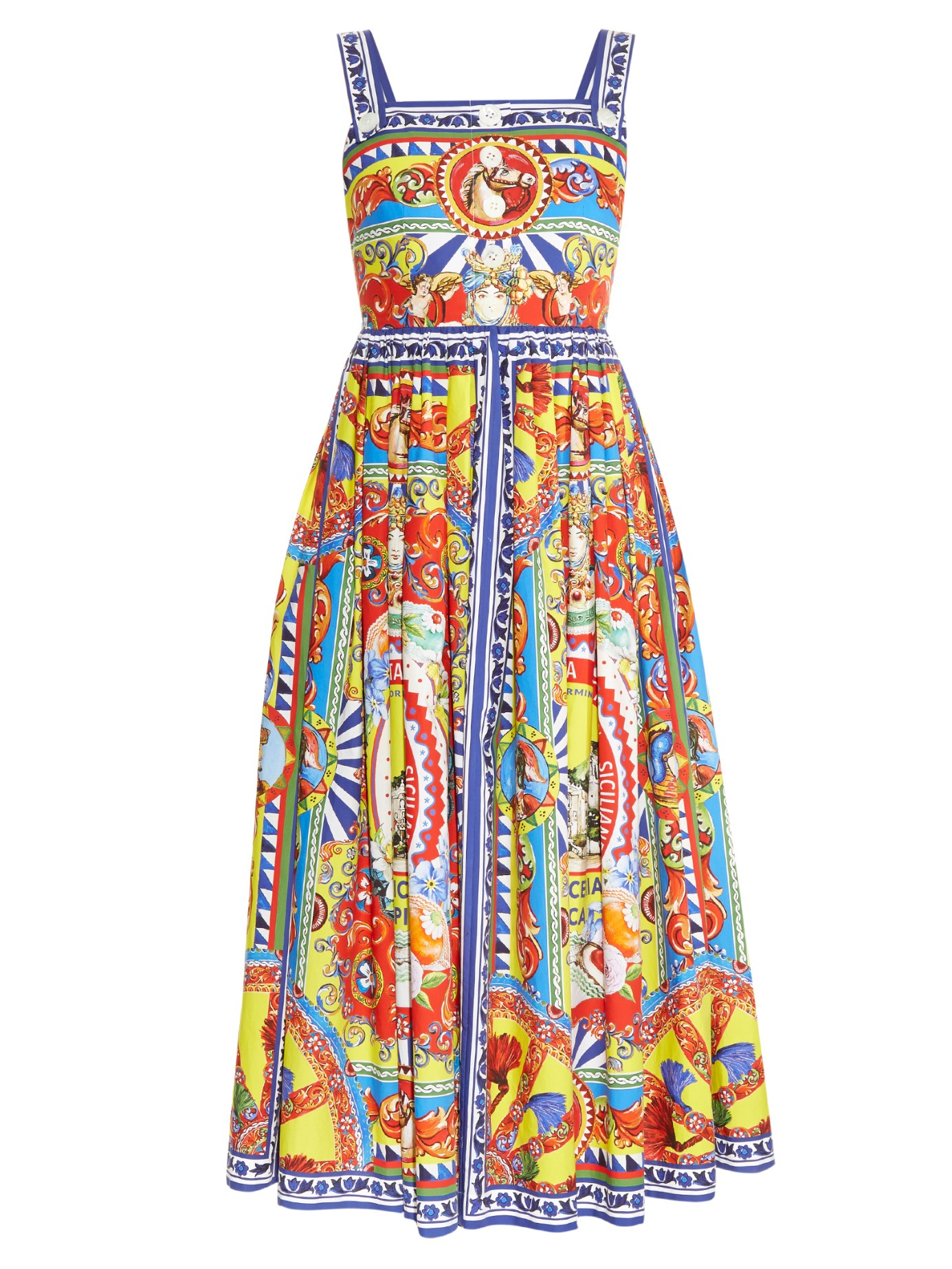 Lyst - Dolce & Gabbana Sicilian-print Poplin Dress