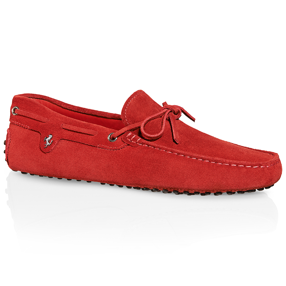 Tod's For Ferrari Gommino Driving Shoes In Suede in Red for Men | Lyst