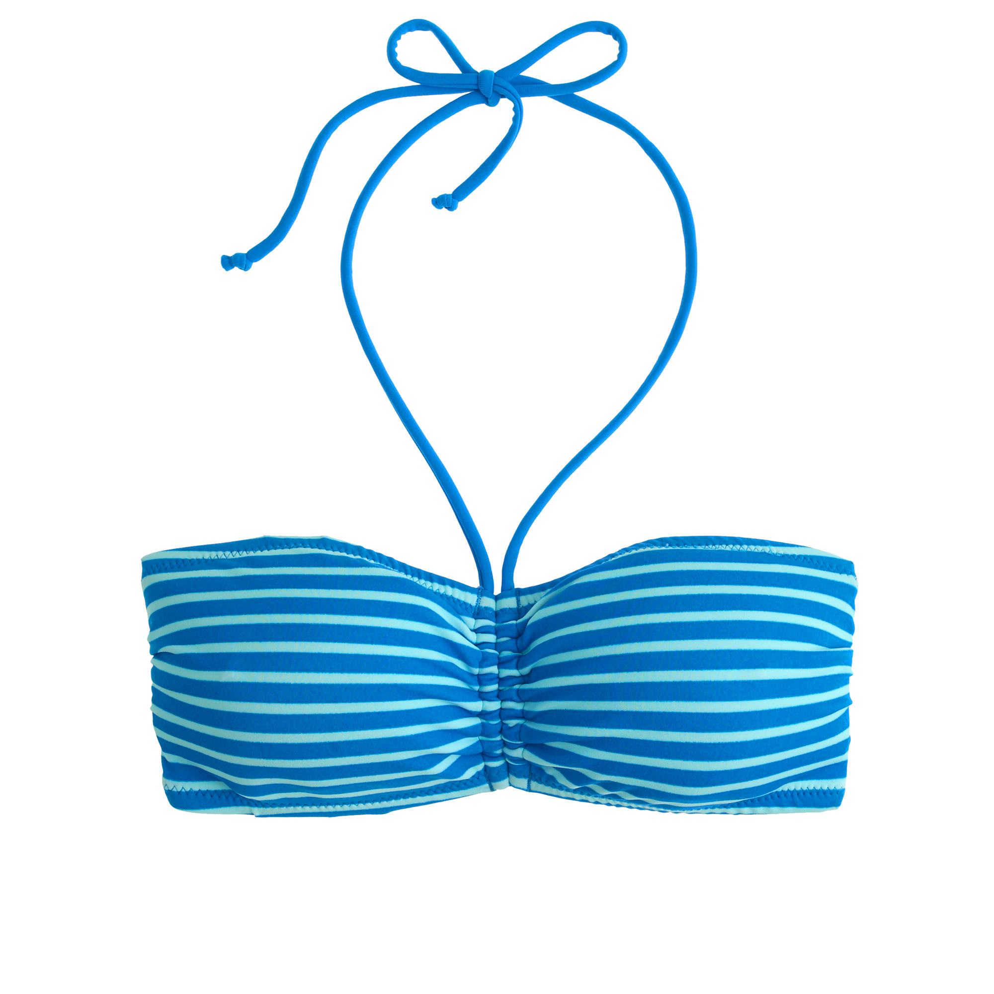 J.crew Deck-stripe Tie-front Bandeau Bikini Top in Blue | Lyst