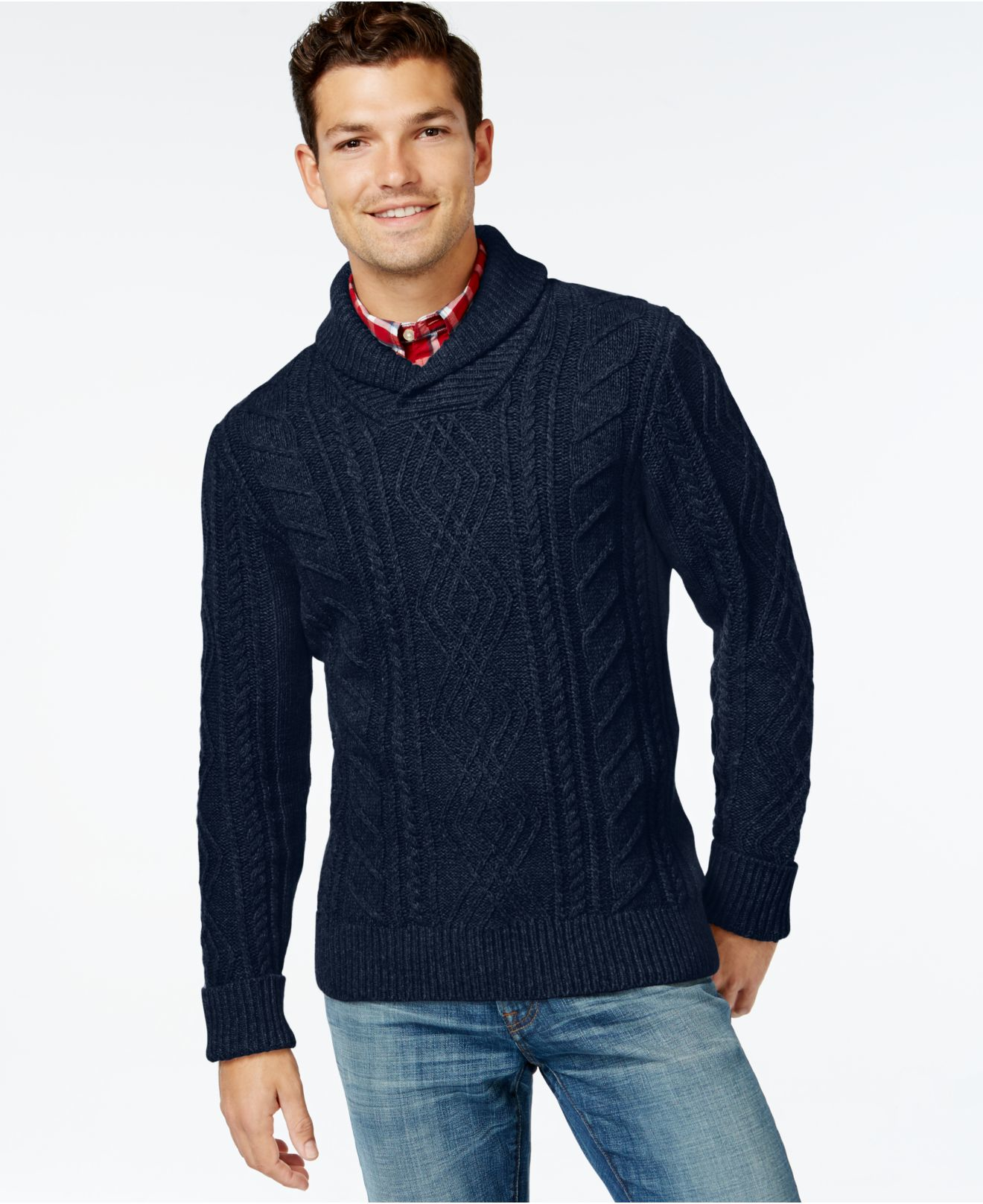 Lyst Tommy Hilfiger Cooke Cabled Shawl collar Sweater  in 